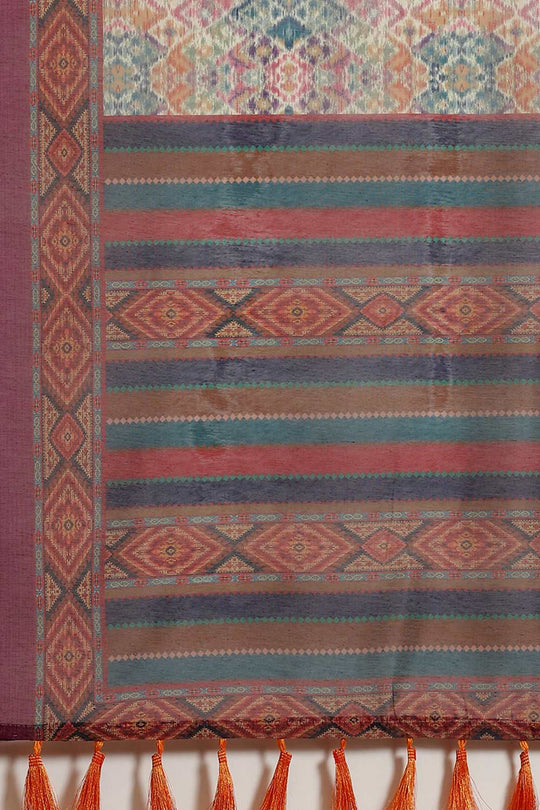 Buy Anjie Multicolor Cotton Block Printed One Minute Saree Online - Back