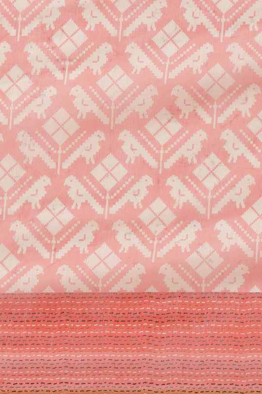 Buy Trina Pink Cotton Block Printed One Minute Saree Online - Back