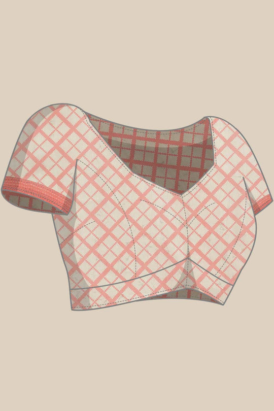 Buy Trina Pink Cotton Block Printed One Minute Saree Online - Side