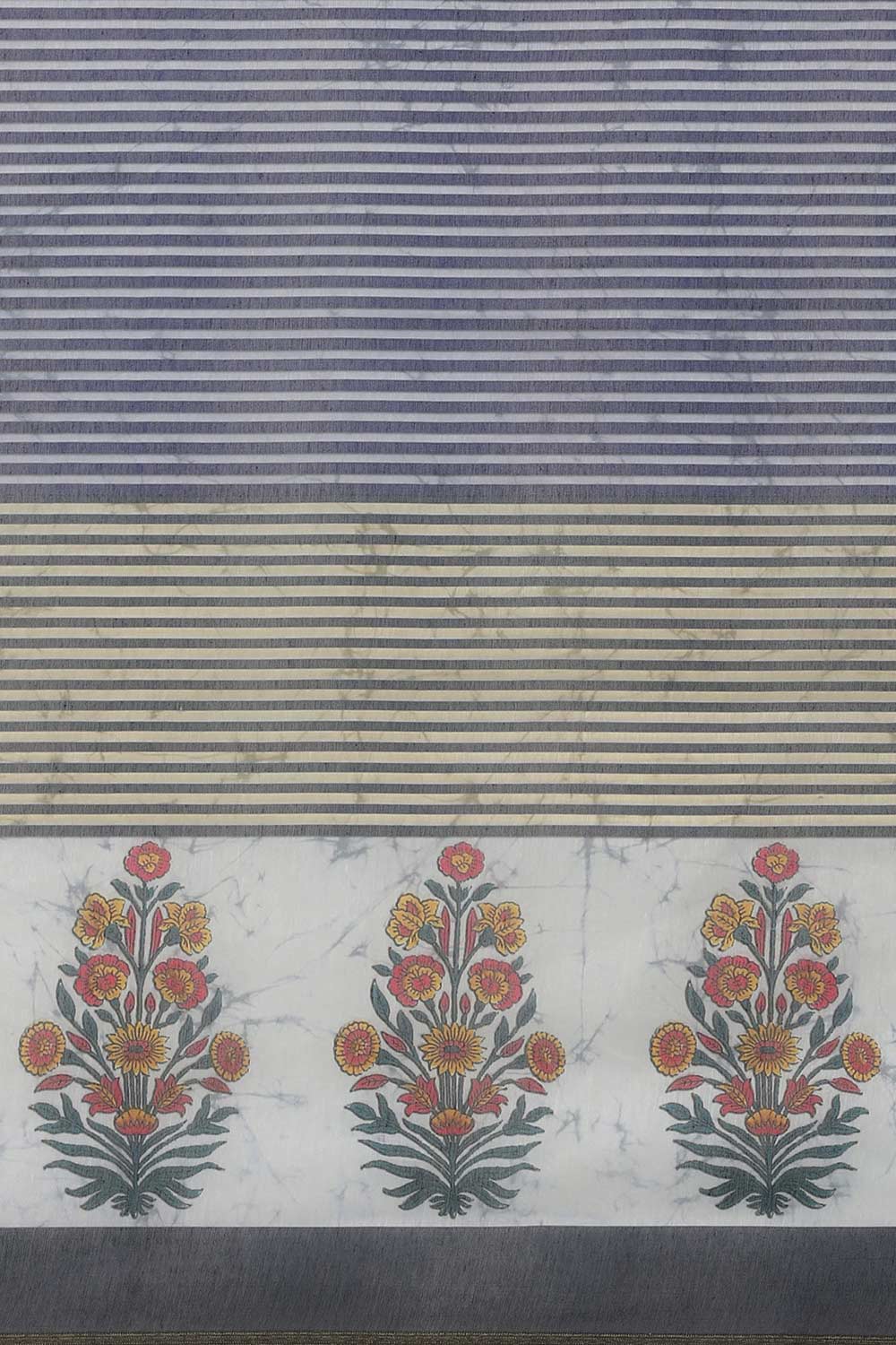 Buy Chantrelle Blue Cotton Block Printed One Minute Saree Online - Back