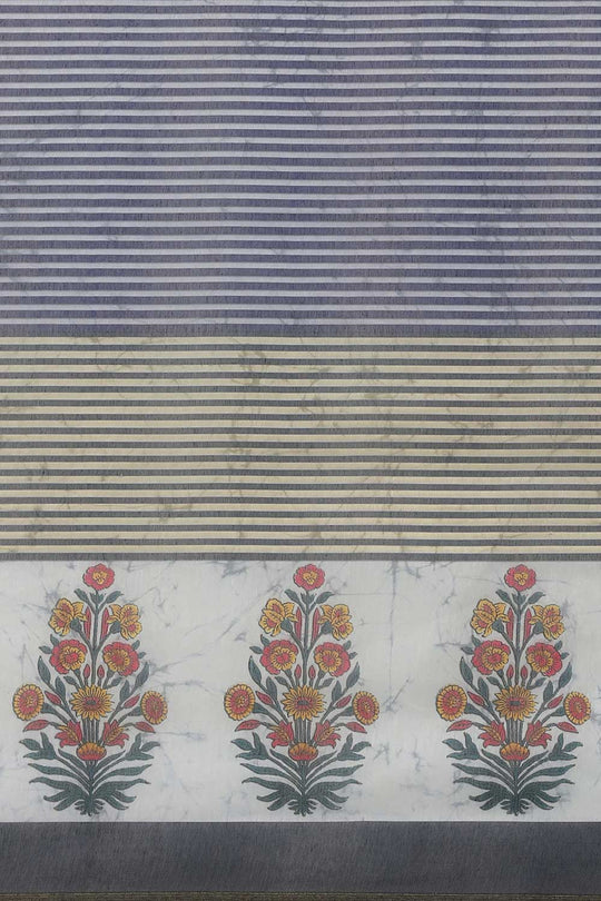 Buy Chantrelle Blue Cotton Block Printed One Minute Saree Online - Back