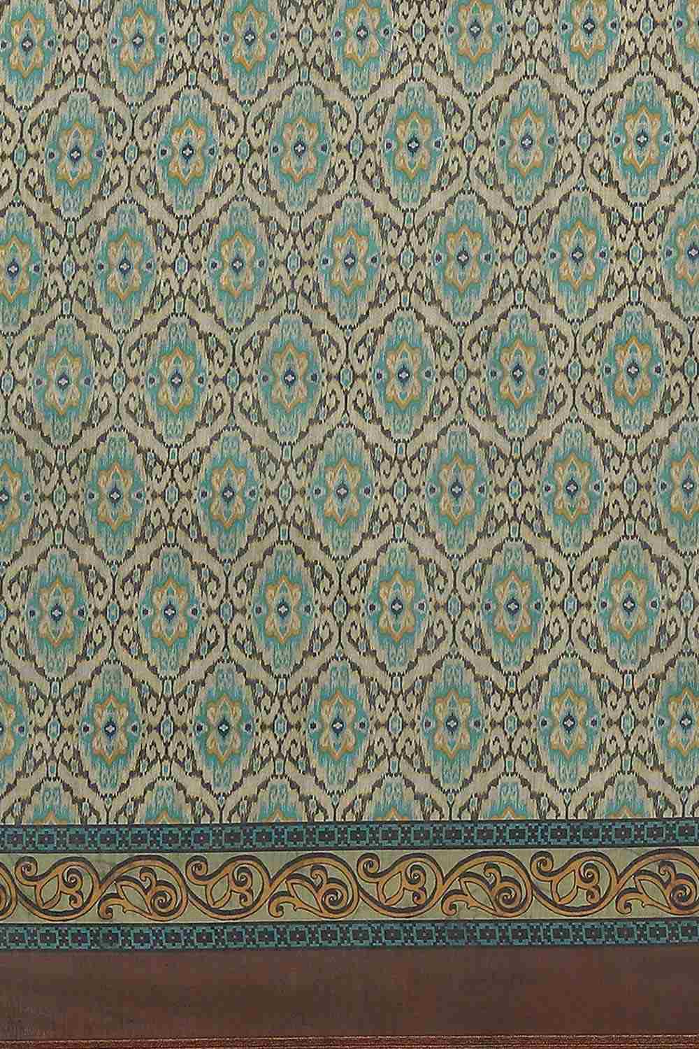 Buy Nora Green Cotton Block Printed One Minute Saree Online