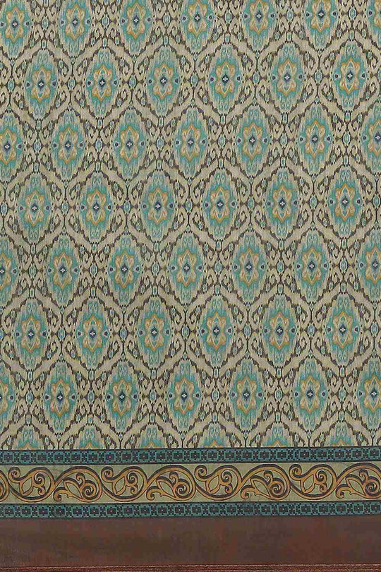 Buy Nora Green Cotton Block Printed One Minute Saree Online