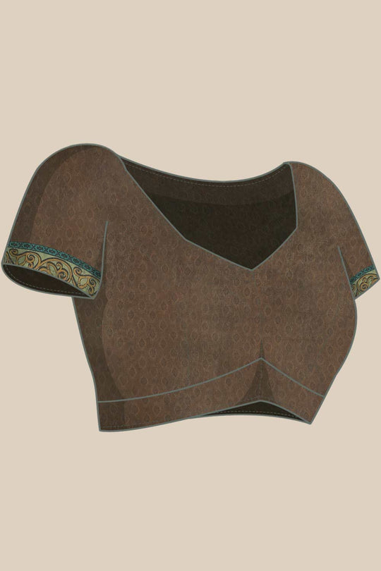 Buy Nora Green Cotton Block Printed One Minute Saree Online - Front