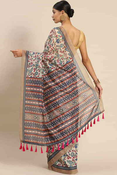 Shop Casey Multi-Color Cotton Block Printed One Minute Saree at best offer at our  Store - One Minute Saree