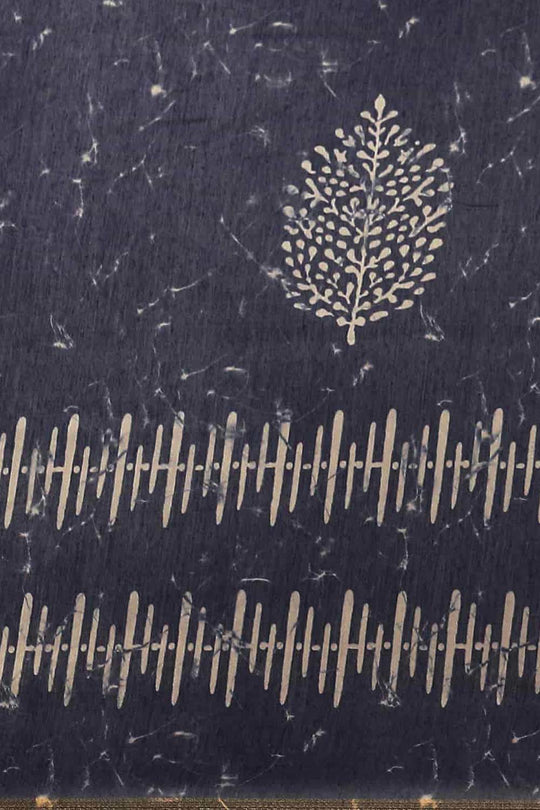 Buy Silia Blue Cotton Block Printed One Minute Saree Online