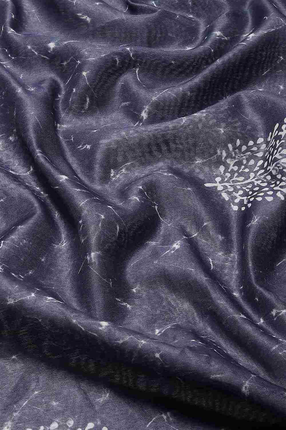 Buy Silia Blue Cotton Block Printed One Minute Saree Online - Front