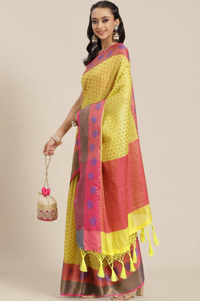 Buy Sonia Multi-Color Soft Art Silk Floral Banarasi One Minute Saree Online - One Minute Saree