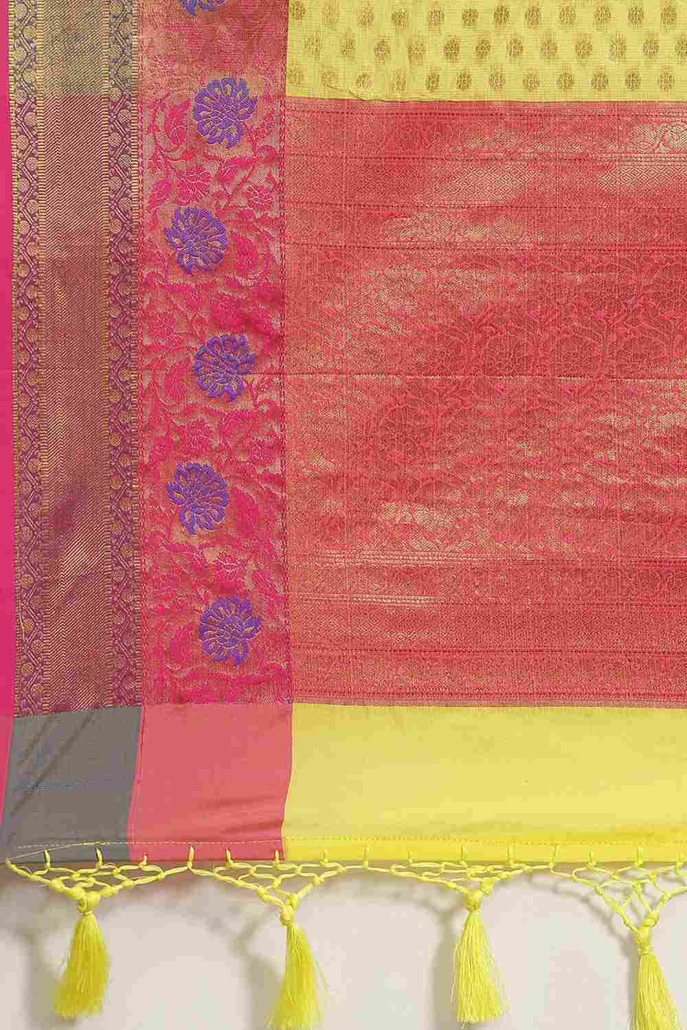 Buy Sonia Multi-Color Soft Art Silk Floral Banarasi One Minute Saree Online - Front