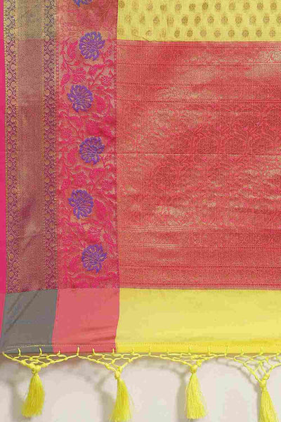 Buy Sonia Multi-Color Soft Art Silk Floral Banarasi One Minute Saree Online - Front