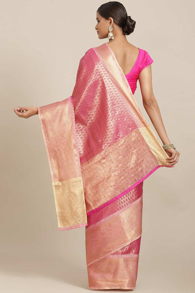 Shop Patricia Pink Art Silk Banarasi One Minute Saree at best offer at our  Store - One Minute Saree
