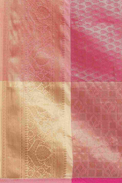 Buy Patricia Pink Art Silk Banarasi One Minute Saree Online - Back