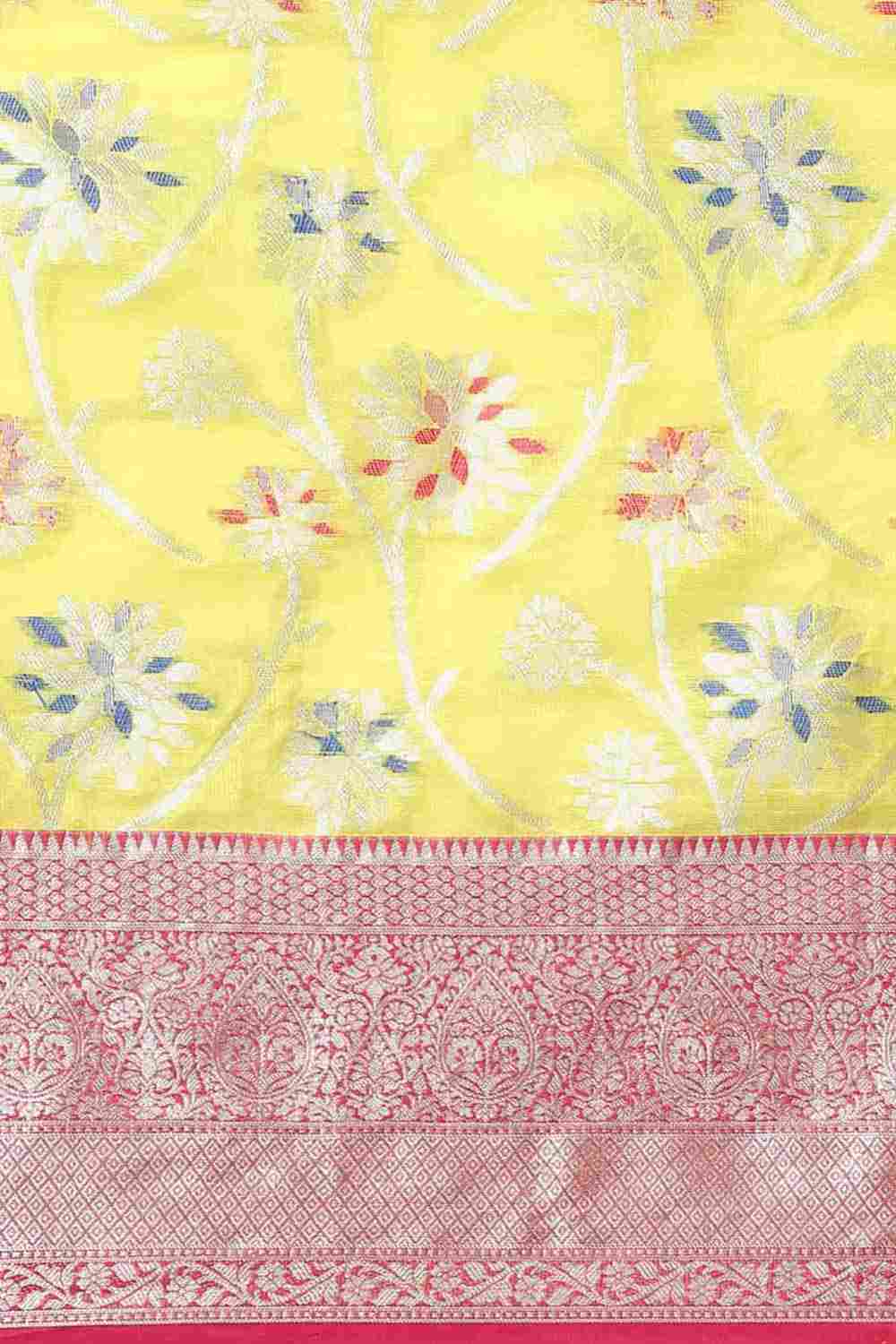 Buy Lori Multi-Color Art Silk Floral Printed Brocade One Minute Saree Online - Back