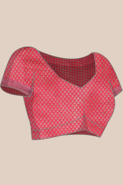 Buy Lori Multi-Color Art Silk Floral Printed Brocade One Minute Saree Online - Zoom In