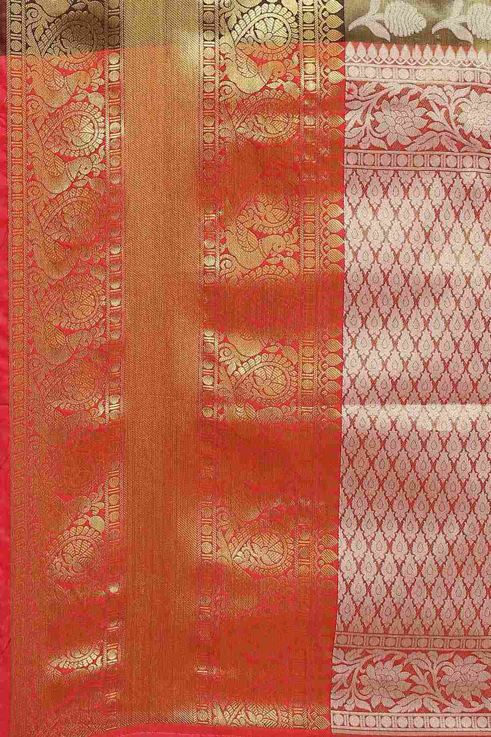 Buy Olivia Soft Art Silk Floral Printed Banarasi One Minute Saree Online - Back