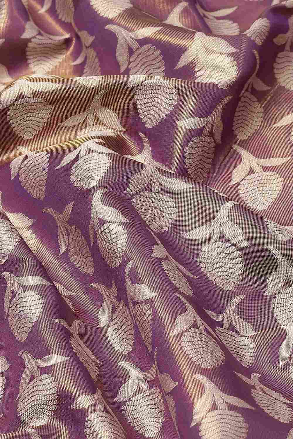 Buy Lydia Purple Soft Art Silk Floral Printed Banarasi One Minute Saree Online - Front