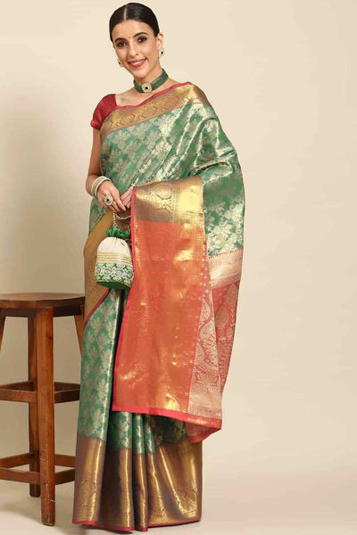Buy Chanda Multi-Color Art Silk Brocade One Minute Saree Online - One Minute Saree