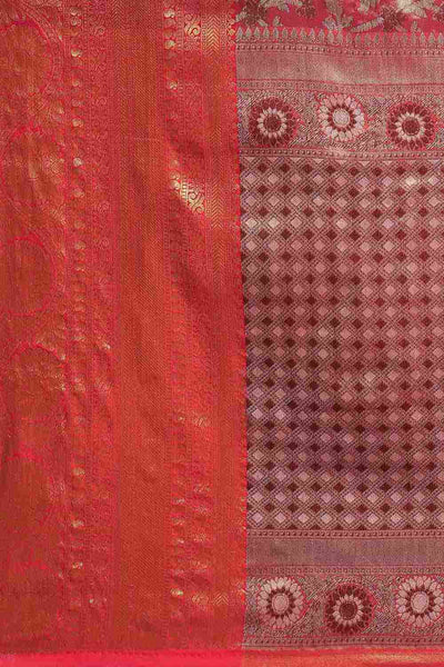 Buy Rosa Pink Art Silk Brocade One Minute Saree Online - Front