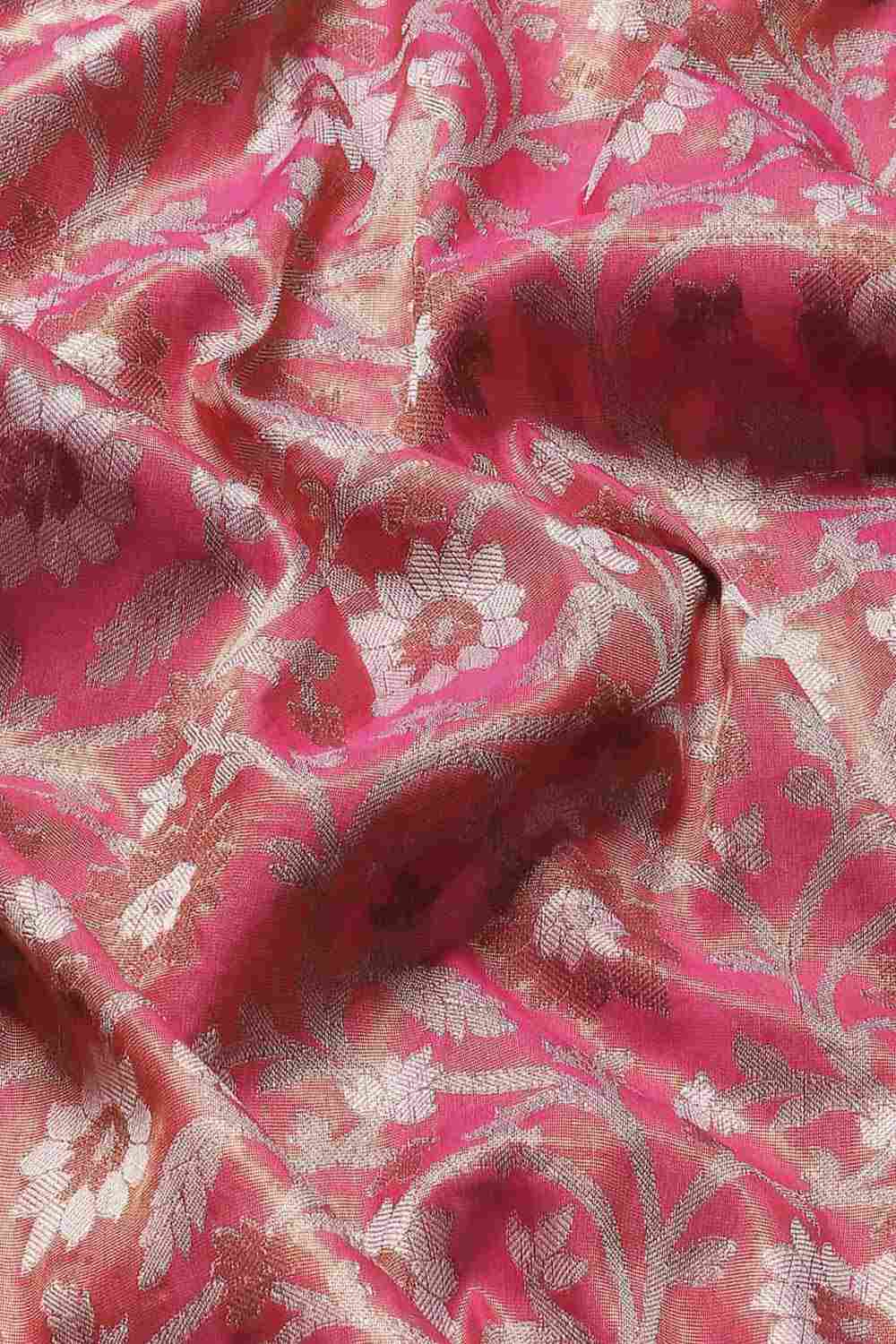 Buy Rosa Pink Art Silk Brocade One Minute Saree Online - Side