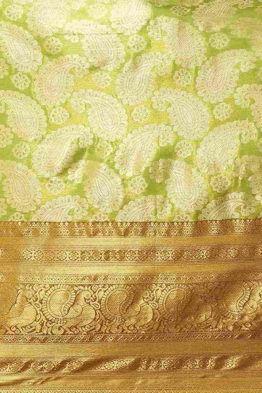 Buy Leila Parrot Green Art Silk Brocade One Minute Saree Online