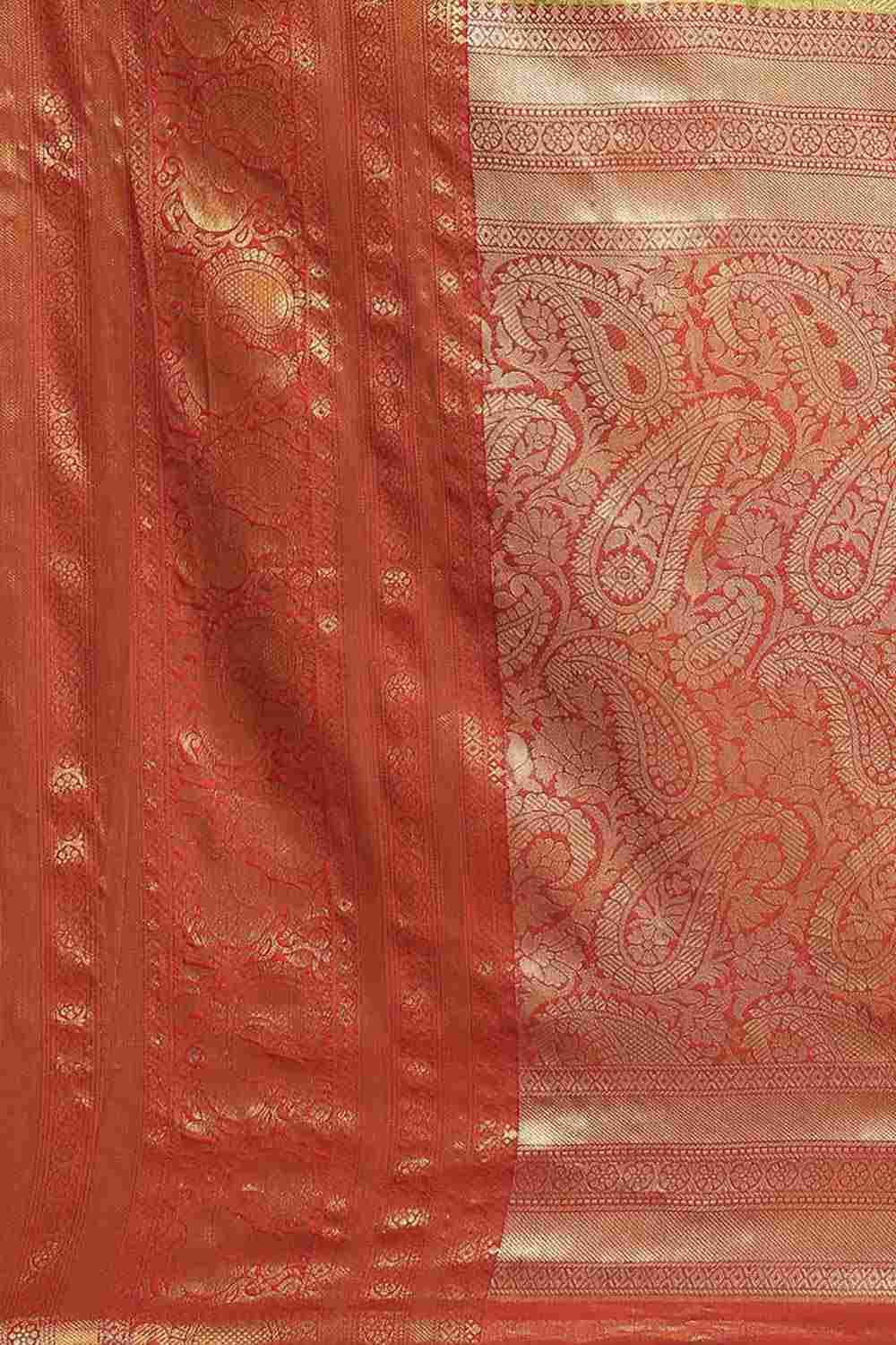 Buy Leila Parrot Green Art Silk Brocade One Minute Saree Online - Back