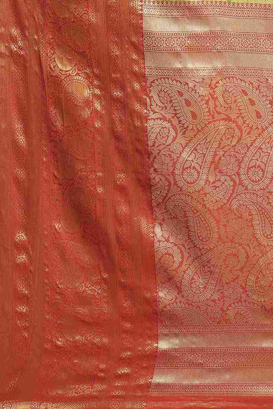 Buy Leila Parrot Green Art Silk Brocade One Minute Saree Online - Back