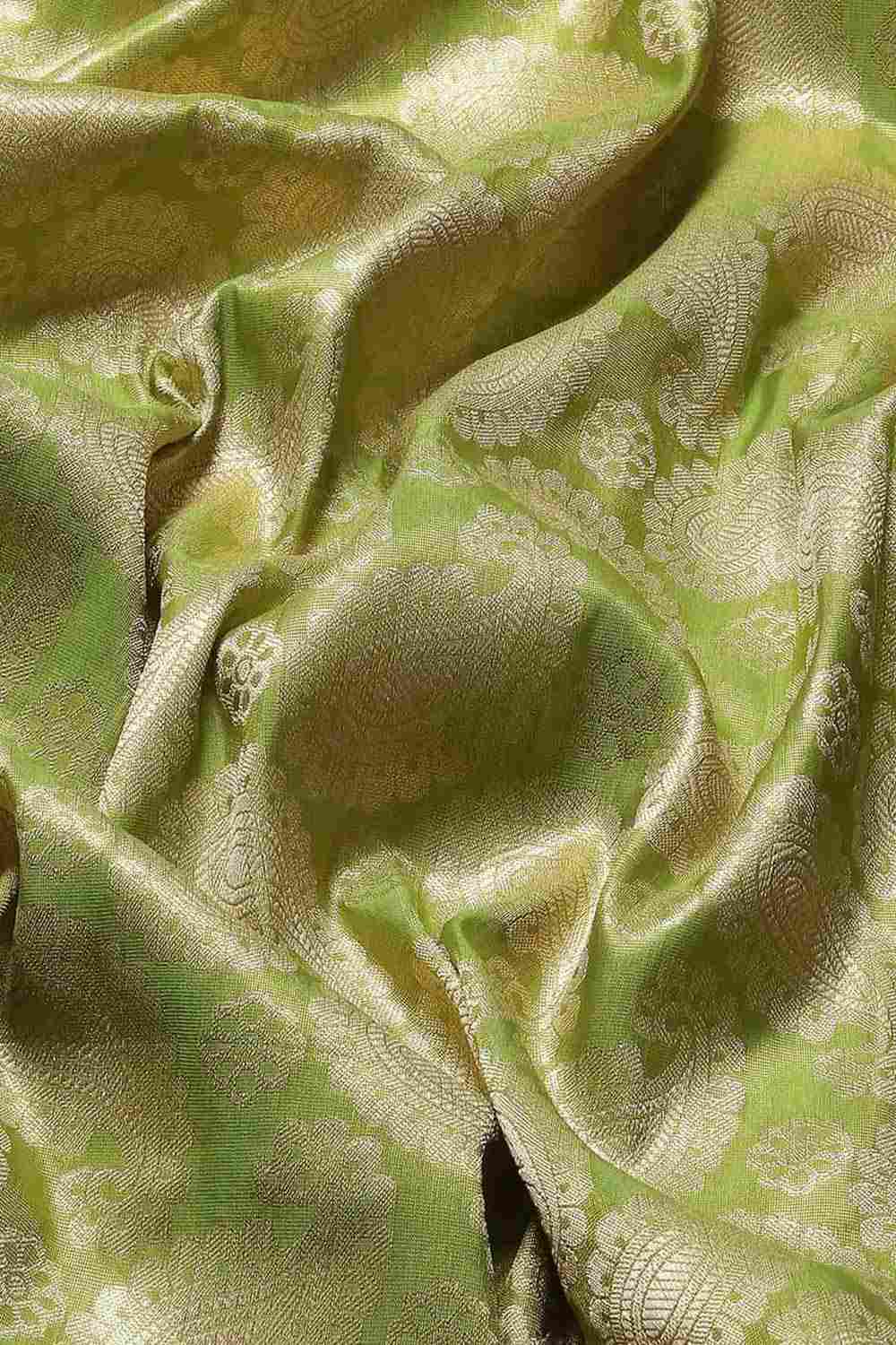 Buy Parrot Green Art Silk brocade Saree Online - Zoom Out 