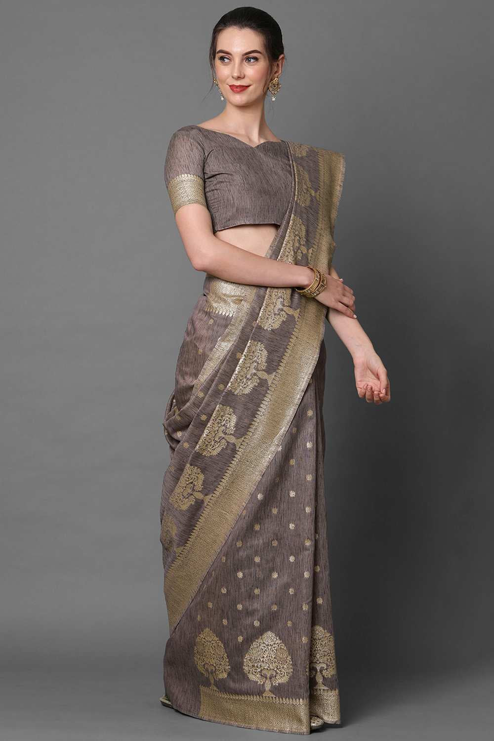 Buy Shayna Purple Woven Art Silk One Minute Saree Online