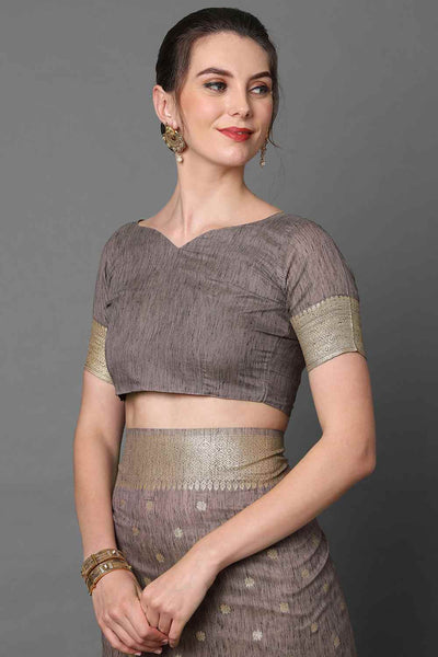 Buy Shayna Purple Woven Art Silk One Minute Saree Online - Back