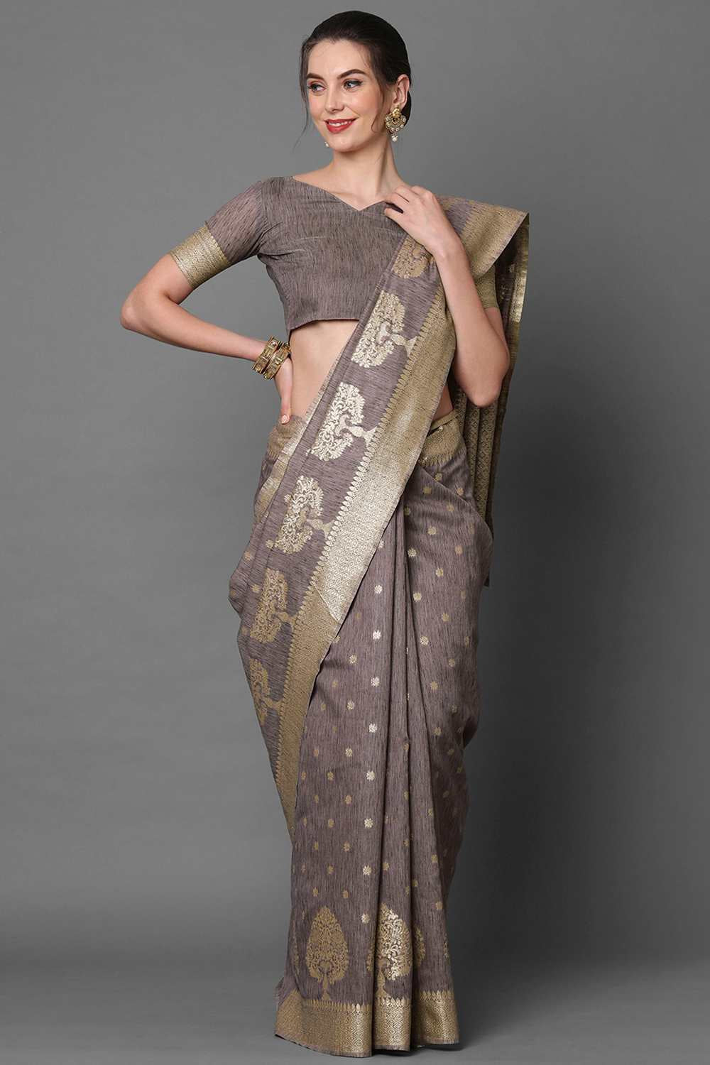 Buy Shayna Purple Woven Art Silk One Minute Saree Online - One Minute Saree