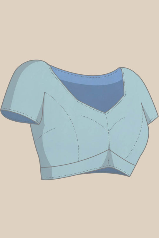 Buy Lana Blue Solid Poly Georgette Pleated Pallu With Sequin Blouse One Minute Saree Online - Front