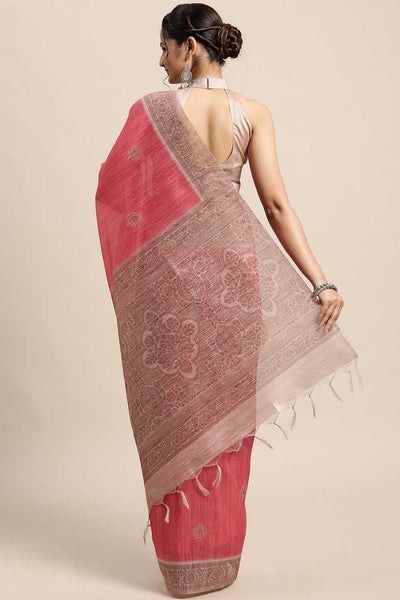 Buy Betsy Silk Blend Pink Printed One Minute Saree Online