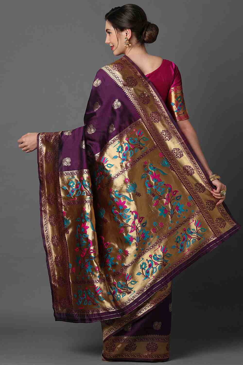 Shop Magenta Woven Art Silk One Minute Saree at best offer at our  Store - One Minute Saree