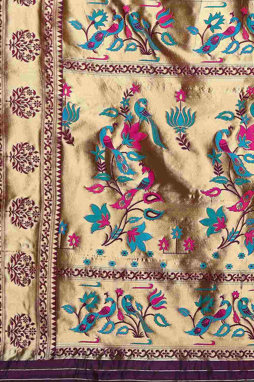 Buy Magenta Woven Art Silk One Minute Saree Online - Front