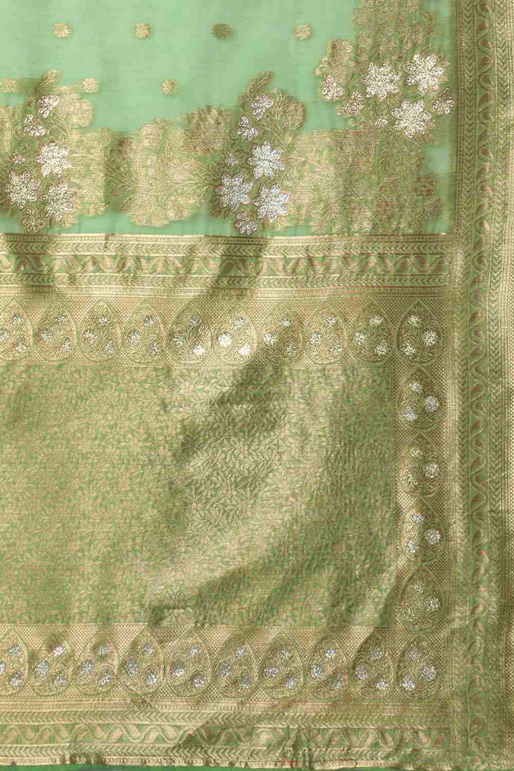 Buy Sophie Green Woven Art Silk One Minute Saree Online - Back