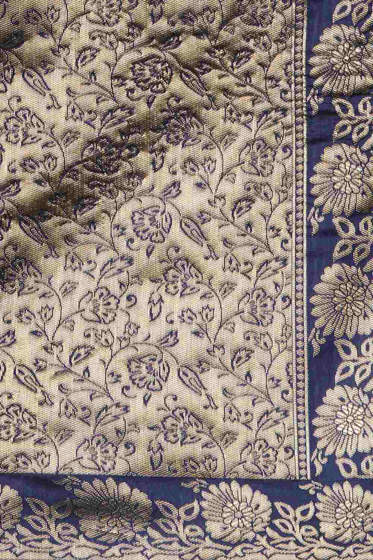 Buy Jona Red & Navy Blue Woven Silk Blend One Minute Saree Online - Back