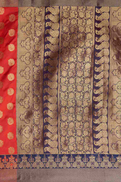 Buy Anu Multi-Color Woven Silk Blend One Minute Saree Online - Back