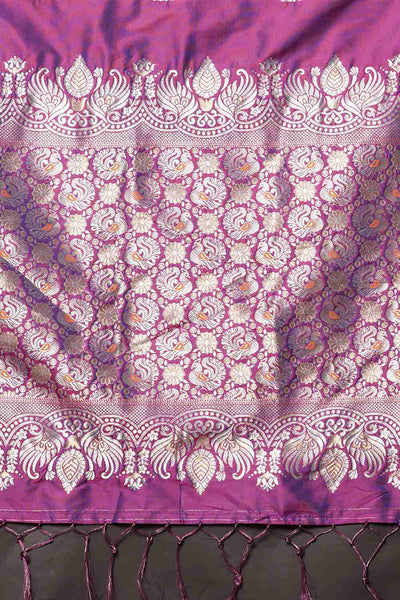 Buy Aliya Magenta Woven Silk Blend One Minute Saree Online
