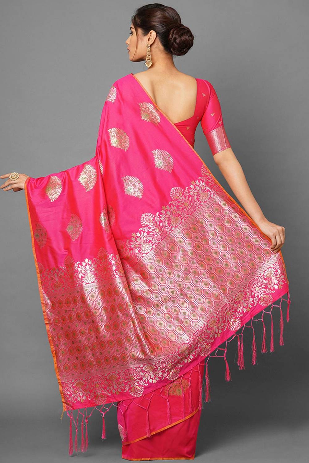 Shop Sia Pink Woven Silk Blend One Minute Saree at best offer at our  Store - One Minute Saree