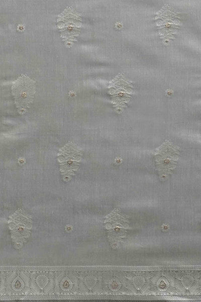 Luci Grey Cotton Silk Bagh Design Banarasi One Minute Saree